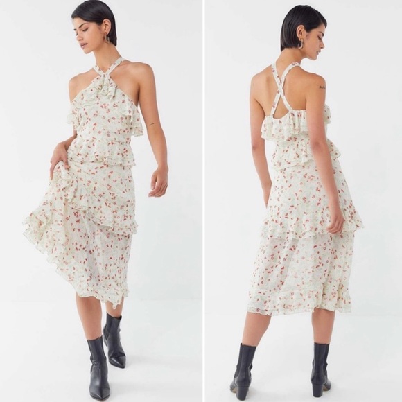 Urban Outfitters Floral Tiered Midi Dress - Picture 1 of 2